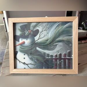 Framed Snowman Artwork with Scarf 8x10